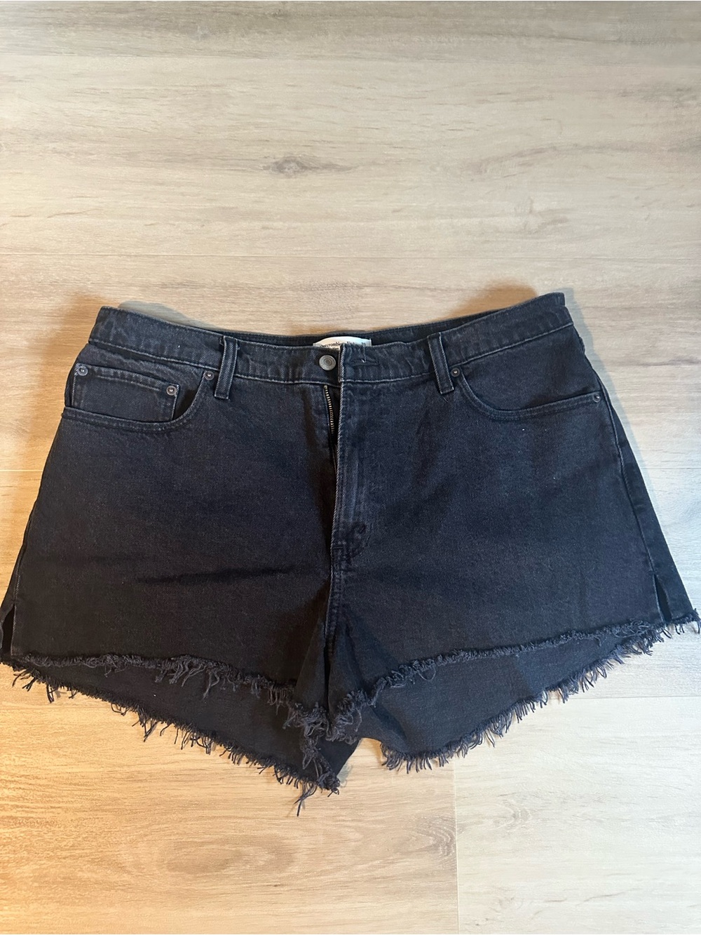 Abercrombie & Fitch Black Frayed Hem Denim Shorts